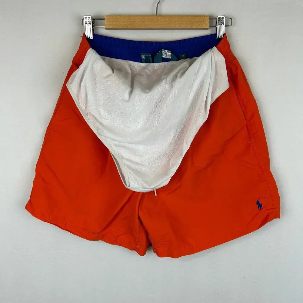 Polo Ralph Lauren Traveller Vintage Orange Nylon Swim Trunks Men's Size L